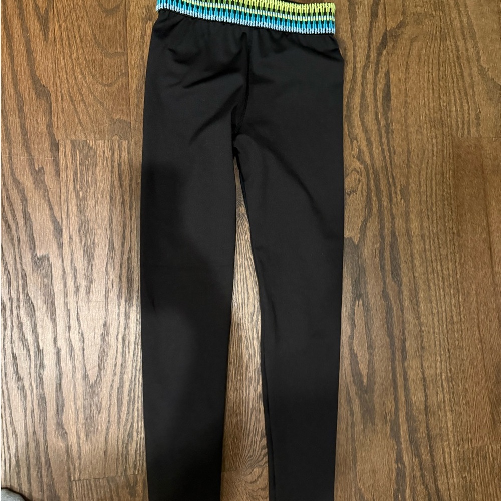 Peixoto Black Leggings with Colorful Waistband